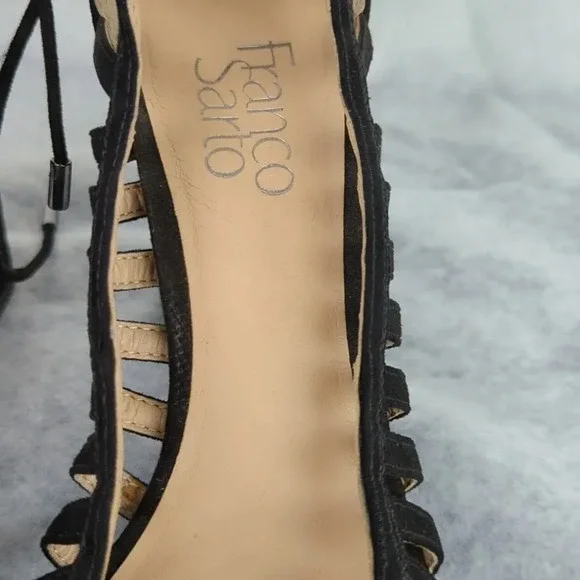 Franco Sarto Ankle Tie Sandals With Chunky High Heels The "Ernie" - Picture 15 of 17